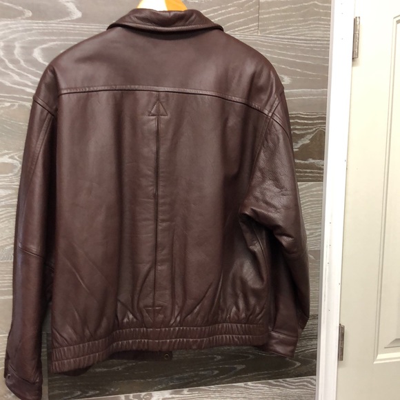 Merit Awards brown leather bomber jacket - Picture 4 of 5